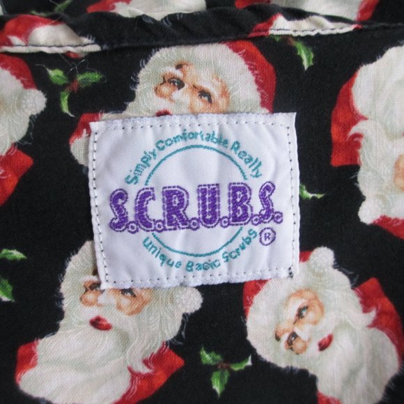 S.C.R.U.B. Woemen's Black Multicolored Santa Print Short Sleeve Scrub - Picture 6 of 6